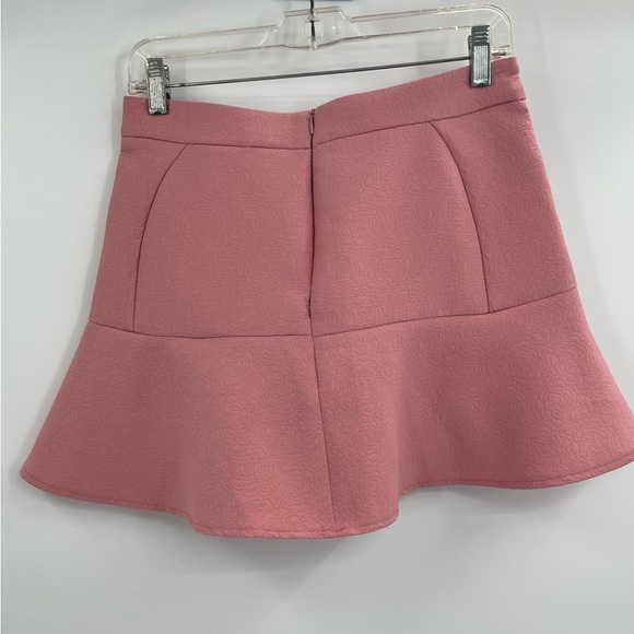 Zara Light Pink Peach High Waist Mini Short Cotton Textured Skirt Size Medium - Picture 5 of 10
